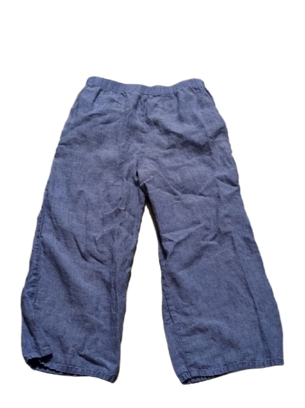 Eileen Fisher Blue Linen Cropped Pull On Pants Size XS - Picture 6 of 6